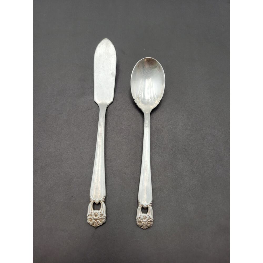 1847 Rogers Bros ETERNALLY YOURS Butter Knife & Sugar Spoon Silverplate Vtg